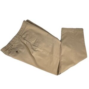 Land's End Traditional Fit Straight Leg Dress Pants Men's 36 Khaki Flat‎ Front